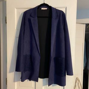 Solitaire Faux Suede Navy Blazer (EUC)